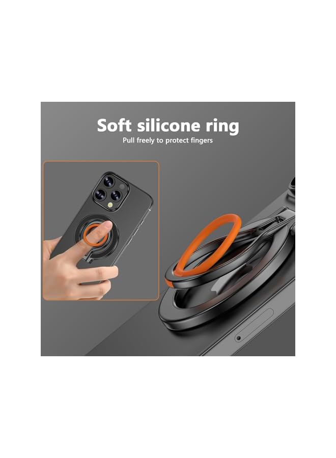 S-TOP Magnetic Phone Grip Holder for Ring Stand Holder Adjustable Kickstand for iPhone 16 Pro Max Plus 15 14 13 12, Finger Loop Stand with Silicone Finger Strap - Image 3
