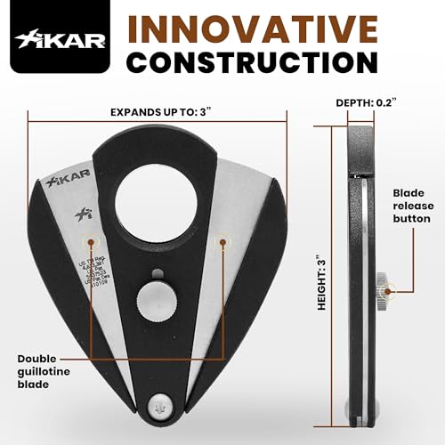 Xikar Xi2 Cigar Cutter - Precision Double Guillotine Cigar Snipper with 440 Stainless Steel Blades, Noir Finish | Rockwell C Rated 54 to 60 Ring Gauge Cigar Clipper - Ergonomic Teardrop Design - Image 5