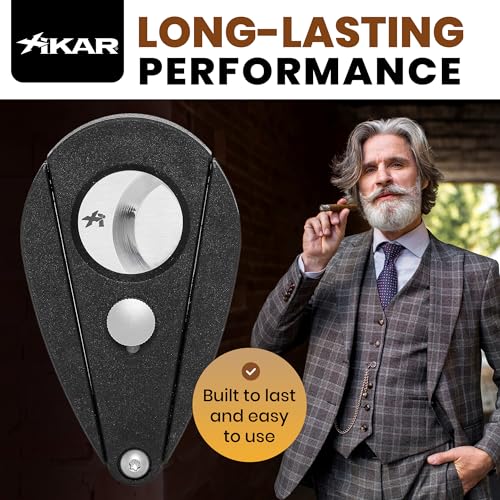 Xikar Xi2 Cigar Cutter - Precision Double Guillotine Cigar Snipper with 440 Stainless Steel Blades, Noir Finish | Rockwell C Rated 54 to 60 Ring Gauge Cigar Clipper - Ergonomic Teardrop Design - Image 4