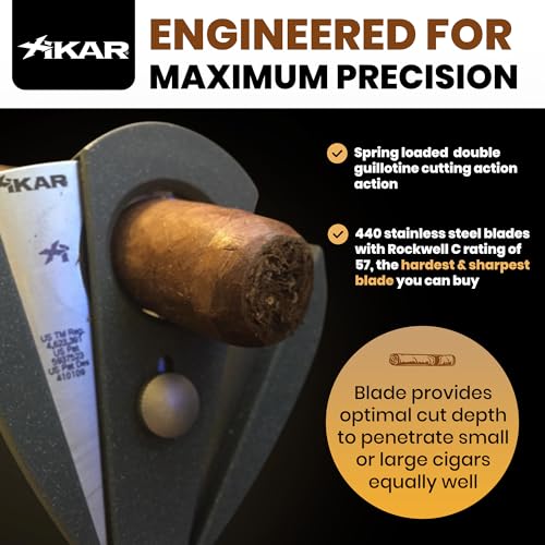 Xikar Xi2 Cigar Cutter - Precision Double Guillotine Cigar Snipper with 440 Stainless Steel Blades, Noir Finish | Rockwell C Rated 54 to 60 Ring Gauge Cigar Clipper - Ergonomic Teardrop Design - Image 3