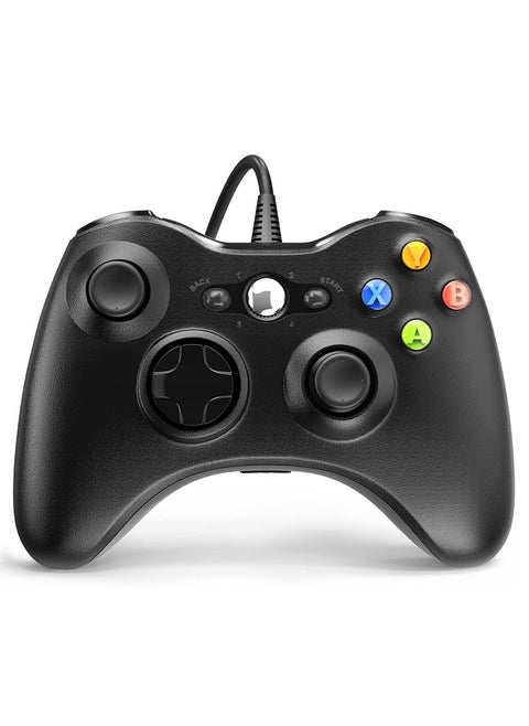 Wired Controller for Xbox 360, Game Controller for 360 with Dual-Vibration Turbo Compatible with Xbox 360/360 Slim and PC Windows 7,8,10,11 (Black)