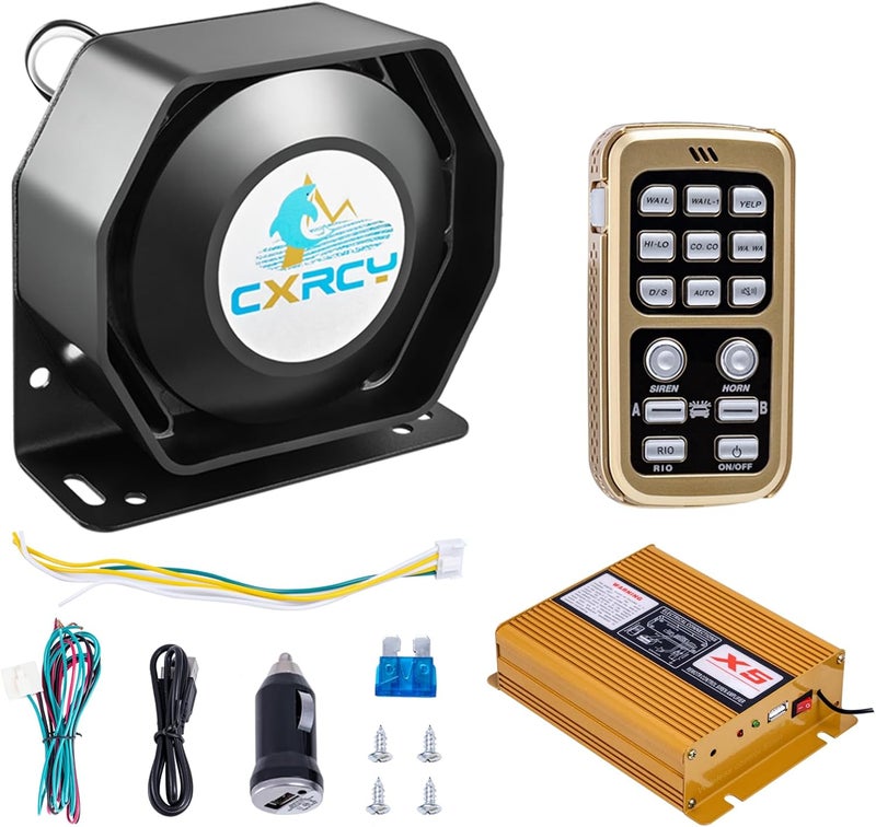 CXRCY 200W Loud PA System with Wireless Mic - 12V Emergency Siren Speaker with 18 Tones - Image 1