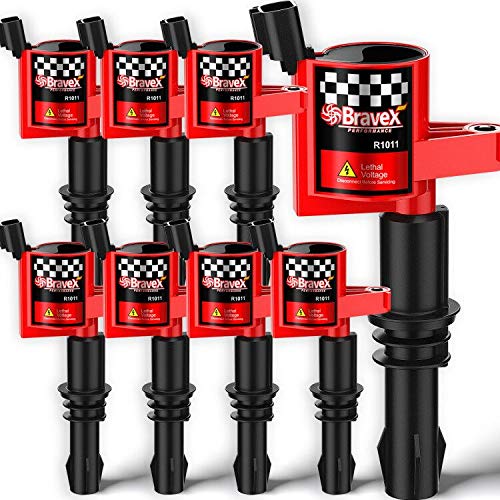 Bravex 8 Pack Straight Boot Ignition Coils 15 More Energy F150 for Ford Lincoln Mercury V8 V10 46l 54l 68l Compatible with DG511 C1541 FD508Upgrade Red