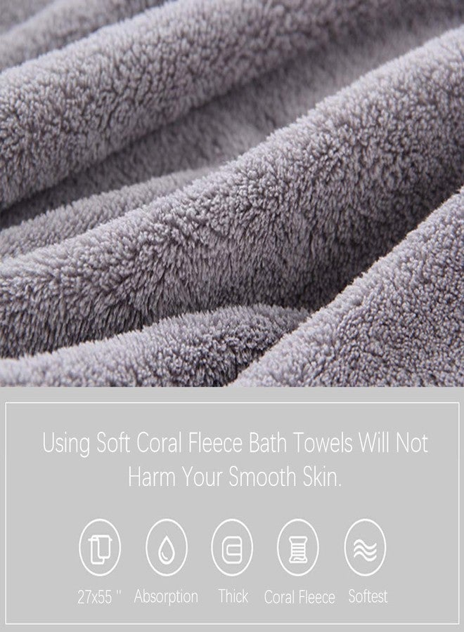 MOONQUEEN Ultra Soft Towel Set - Quick Drying - 2 Bath Towels 2 Hand Towels 2 Washcloths - Microfiber Coral Velvet Highly Absorbent Towel for Fitness, Bathroom, Sports, Yoga, Travel-Grey 6 Pcs - Image 4