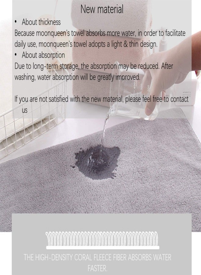 MOONQUEEN Ultra Soft Towel Set - Quick Drying - 2 Bath Towels 2 Hand Towels 2 Washcloths - Microfiber Coral Velvet Highly Absorbent Towel for Fitness, Bathroom, Sports, Yoga, Travel-Grey 6 Pcs - Image 2