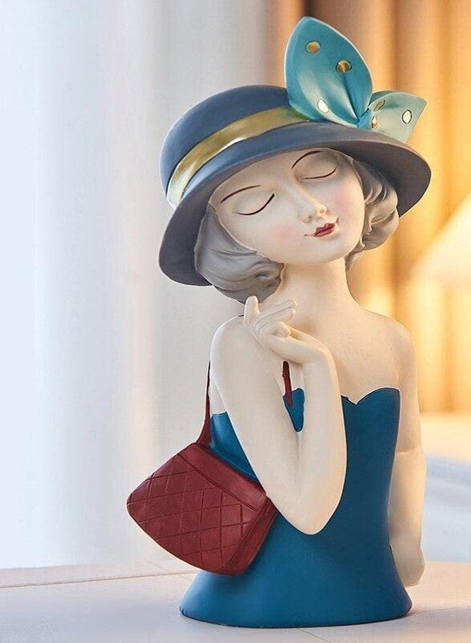 The Mls Resin Cute Modern Girl Holding Purse In Her Hands| Craft Desktop Ornament Decor Gift (Multicolour, Pack of 1) - Image 1