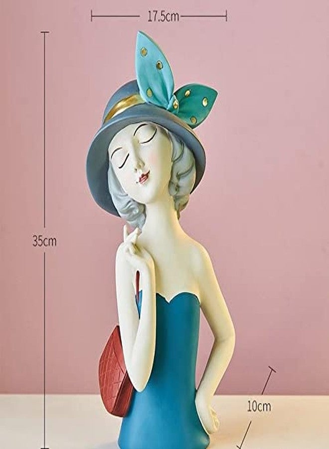 The Mls Resin Cute Modern Girl Holding Purse In Her Hands| Craft Desktop Ornament Decor Gift (Multicolour, Pack of 1) - Image 2