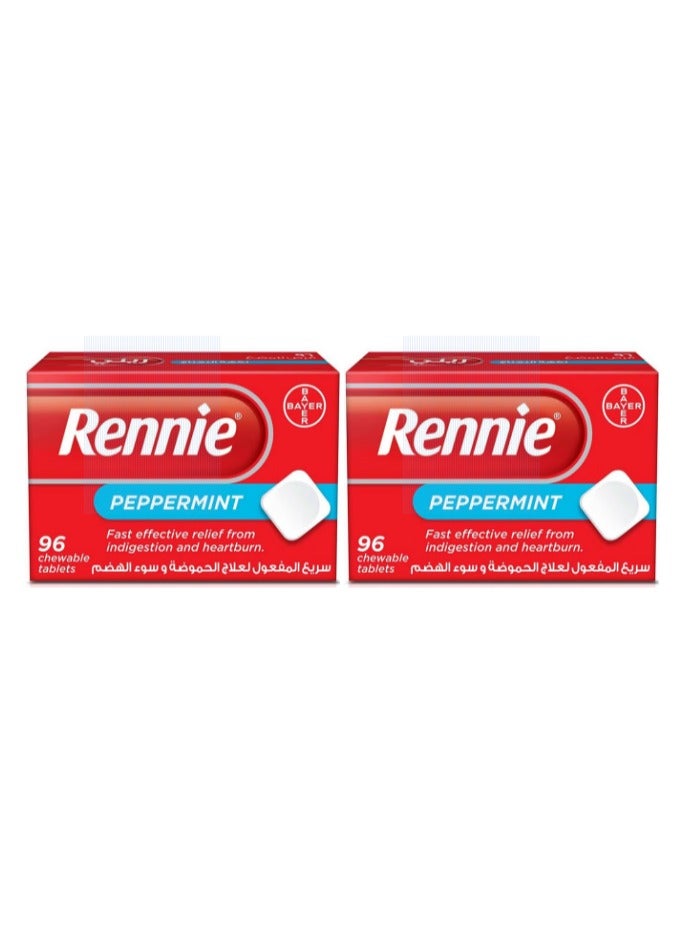 Rennie Peppermint Chewable Tablets 96'S 2PCS