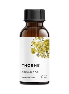 Thorne Vitamin D + K2  - 1 Fl. Oz. 30 ml Dietary Supplement  - Image 1