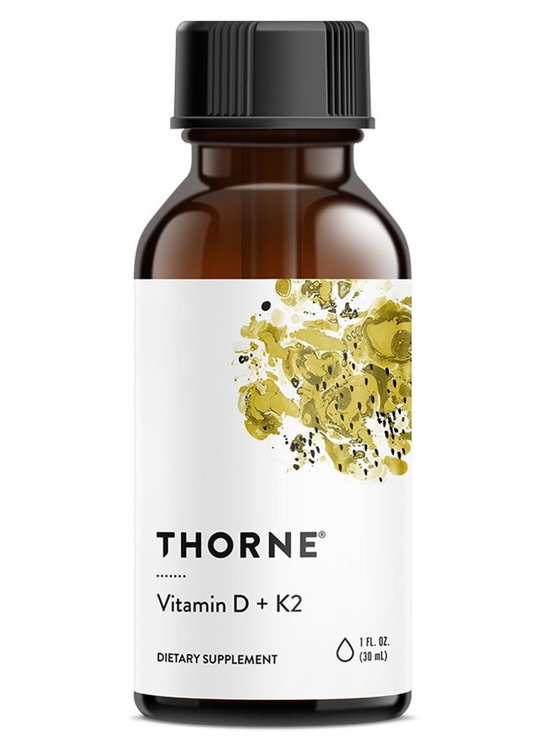 Thorne Vitamin D + K2  - 1 Fl. Oz. 30 ml Dietary Supplement - Image 1