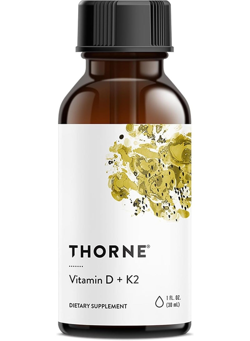 Thorne Vitamin D + K2  - 1 Fl. Oz. 30 ml Dietary Supplement - Image 1