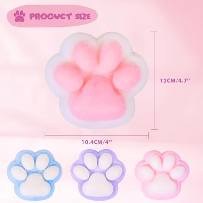 FauKait 1pcs Cat Paw Squishy Toy, 5 in Big Cute Kawaii Fufu Squishies, Sticky Cat Paw Fur Ball, Super Soft Stress Relief Funny Fidget Toys, Novelty Things Suitable for Adults Kids - Image 4
