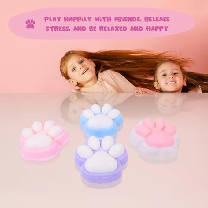 FauKait 1pcs Cat Paw Squishy Toy, 5 in Big Cute Kawaii Fufu Squishies, Sticky Cat Paw Fur Ball, Super Soft Stress Relief Funny Fidget Toys, Novelty Things Suitable for Adults Kids - Image 5