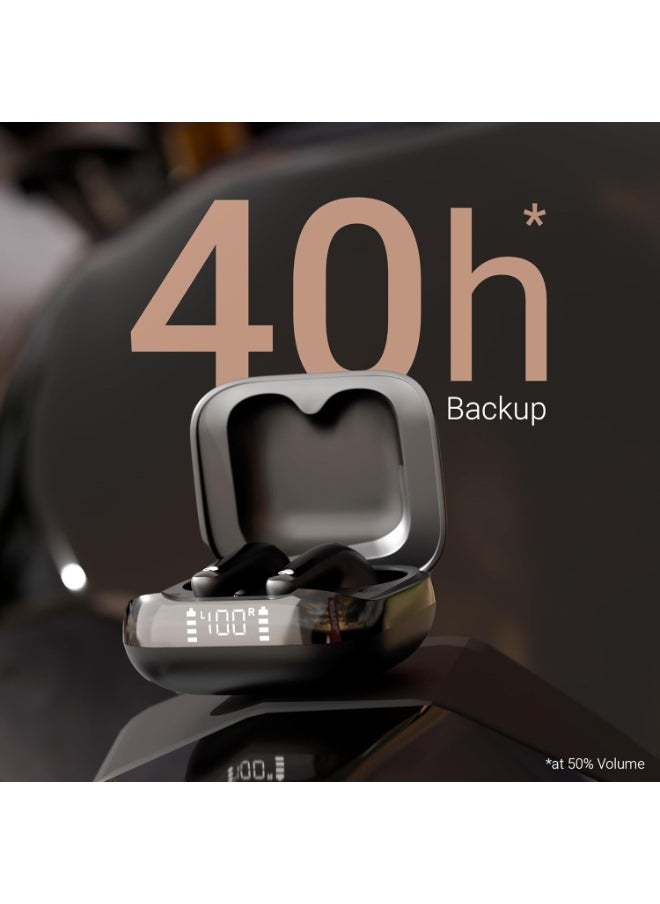 ZEBRONICS - ZEBRONICS PODS K2 In-Ear Wireless Earbuds, Upto 40 Hrs Backup, Dual EQ, Quad MIC ENC, 10mm Bass Drivers, Fast Charging, Bluetooth, Flash Connect, 40ms Low Latency Gaming, LED Battery Indicator (Black) - Image 1