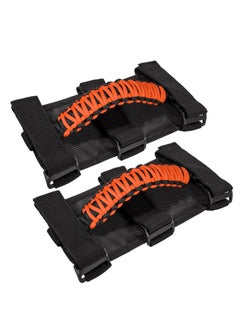 Bukela Roll Bar Grab Handles Grip Handle for Jeep Wrangler JK JKU JL JLU TJ YJ Sports Sahara Freedom Rubicon Unlimited Gladiator JT 1955-2023 UTV ATV Accessories Premium 550 Paracord (Orange 2 Pack)  - Image 1