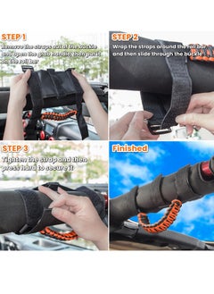 Bukela Roll Bar Grab Handles Grip Handle for Jeep Wrangler JK JKU JL JLU TJ YJ Sports Sahara Freedom Rubicon Unlimited Gladiator JT 1955-2023 UTV ATV Accessories Premium 550 Paracord (Orange 2 Pack)  - Image 5