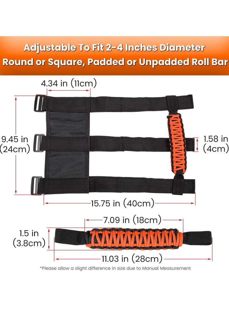 Roll Bar Grab Handles Grip Handle for Jeep Wrangler JK JKU JL JLU TJ YJ Sports Sahara Freedom Rubicon Unlimited Gladiator JT 1955-2023 UTV ATV Accessories Premium 550 Paracord (Orange 2 Pack)