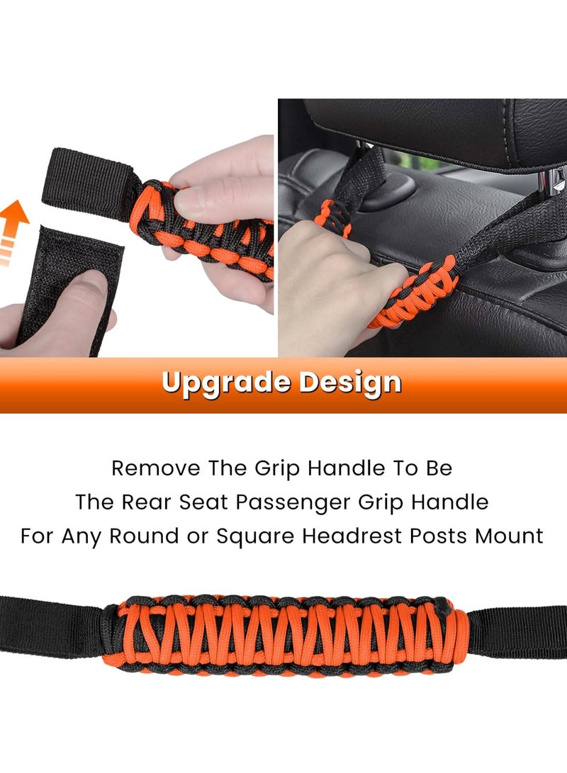 Roll Bar Grab Handles Grip Handle for Jeep Wrangler JK JKU JL JLU TJ YJ Sports Sahara Freedom Rubicon Unlimited Gladiator JT 1955-2023 UTV ATV Accessories Premium 550 Paracord (Orange 2 Pack)