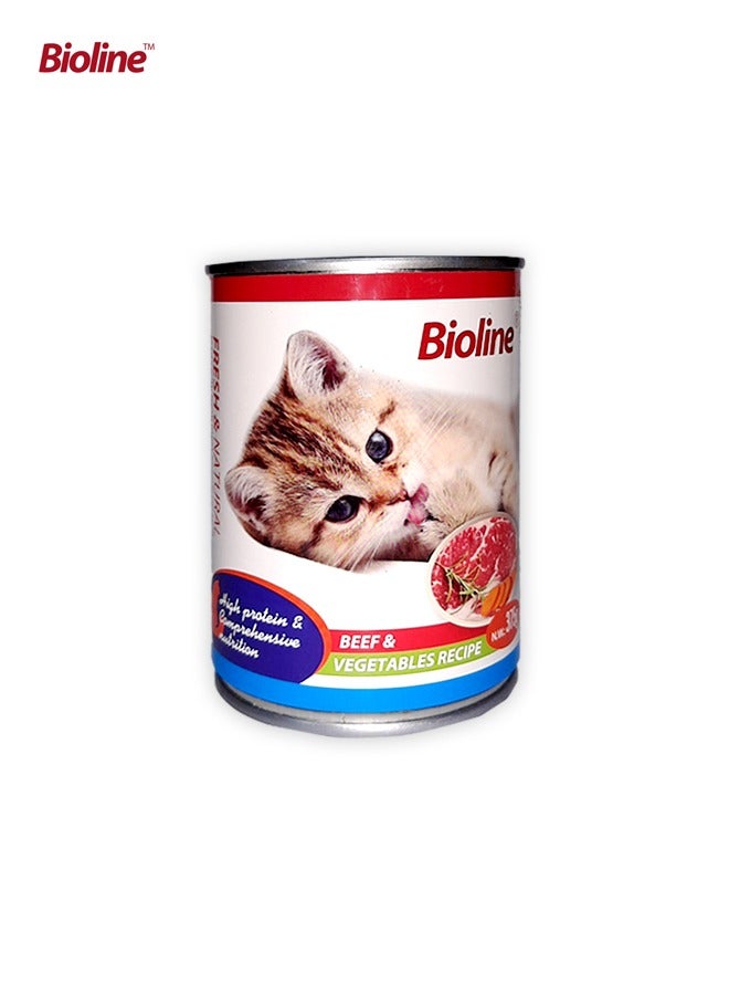 بايولاين طعام القطط المعلب باللحم البقري والخضار - 375 جم - Image 1