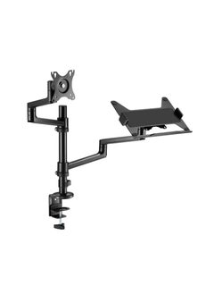 NAVODESK Navodesk Control Monitor Arm Model L with Laptop Tray Dual Monitor Stand for 17 to 32 Screens and 11.6 to 17.3 Laptops Ergonomic and Space-Saving Design Dual with Laptop Holder Black  - Image 1