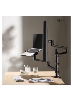 NAVODESK Navodesk Control Monitor Arm Model L with Laptop Tray Dual Monitor Stand for 17 to 32 Screens and 11.6 to 17.3 Laptops Ergonomic and Space-Saving Design Dual with Laptop Holder Black  - Image 4