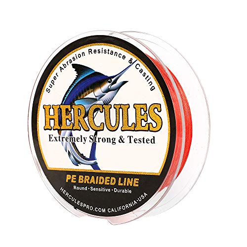 HERCULES Super Cast 300M 328 Yards Braided Fishing Line 20 LB Test for Saltwater Freshwater PE Braid Fish Lines Superline 8 Strands - Red, 20LB (9.1KG), 0.20MM - Image 1