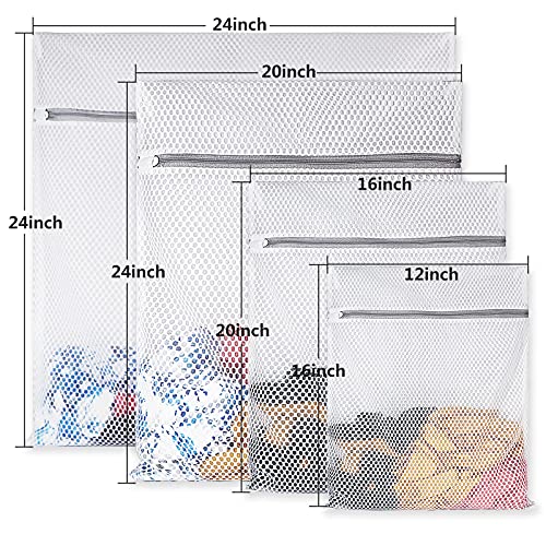 SUERIV 4Pcs Durable Honeycomb Mesh Laundry Bags for Delicates Reusable Wash Bag(1XX-Large 24 x 24 Inches,1X-Large 20 x 24 Inches,1 Large 16 x 20 Inches, 1 Medium 12 x 16 Inches) - Image 2