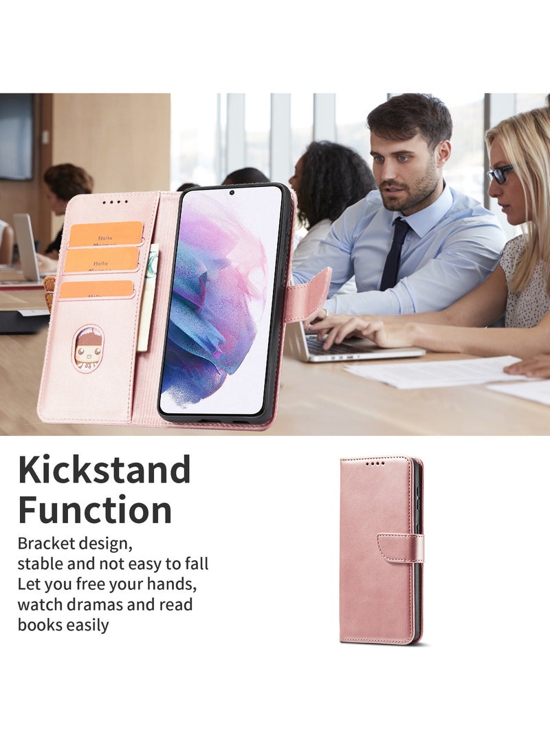 ICARLUS For Samsung Galaxy S24 Ultra Case PU Leather Calf Texture Phone Cover - Pink - Image 3