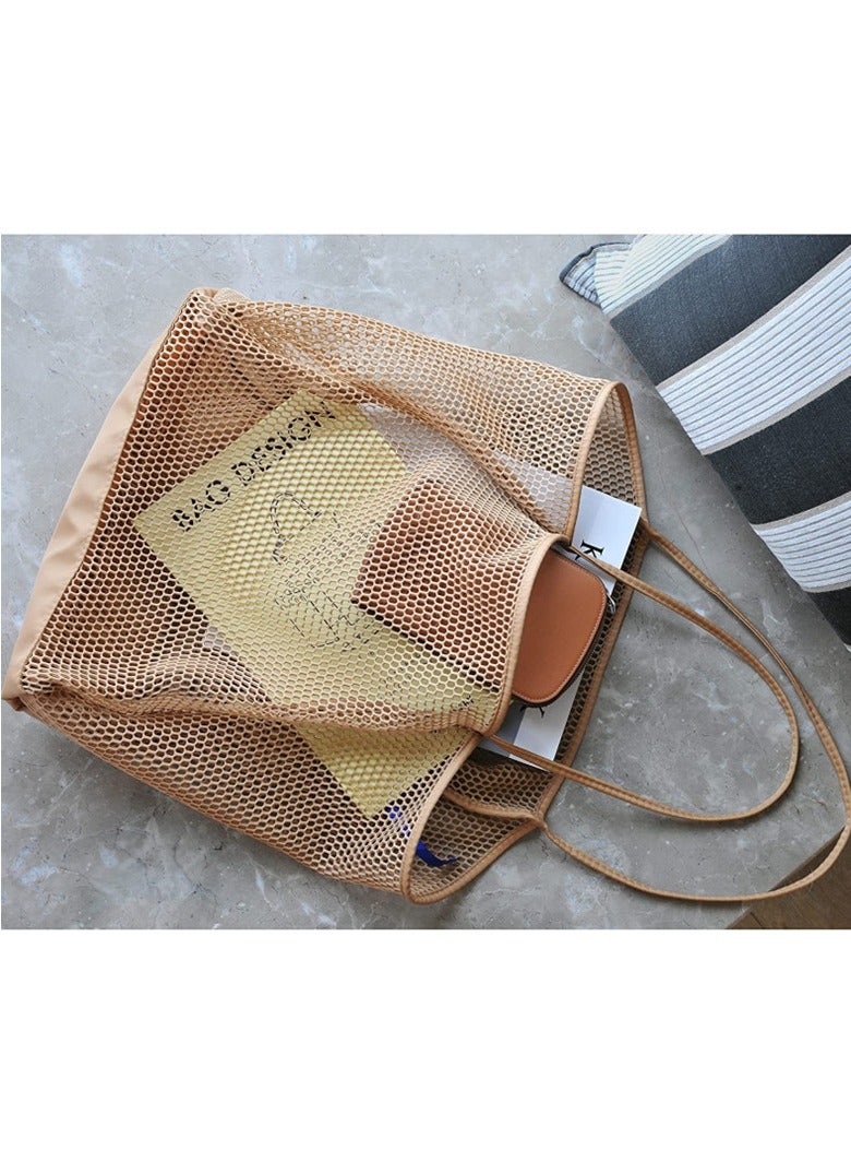 Woven Tote Bag, Large Tote Bag Lightweight Foldable Beach Tote with Zipper Pocket for Women Vacation Beach Pool Trip  - Image 4