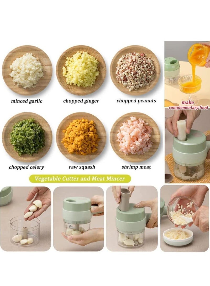 ELTRAZONE مجموعة قاطعة الخضار الكهربائية المحمولة 4 في 1، مفرمة الخضار، قطاعة الثوم، مفرمة البصل، مفرمة الطعام الكهربائية، قطاعة الطعام الصغيرة والمفرمة. - Image 5