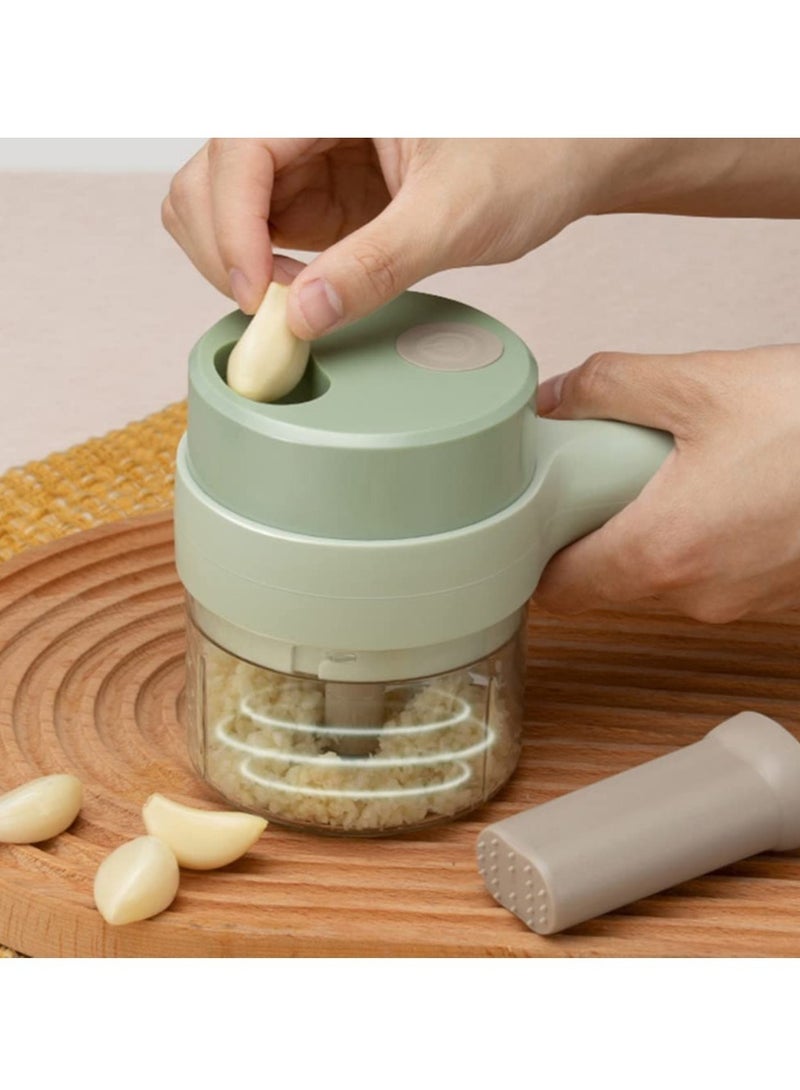 ELTRAZONE مجموعة قاطعة الخضار الكهربائية المحمولة 4 في 1، مفرمة الخضار، قطاعة الثوم، مفرمة البصل، مفرمة الطعام الكهربائية، قطاعة الطعام الصغيرة والمفرمة. - Image 3