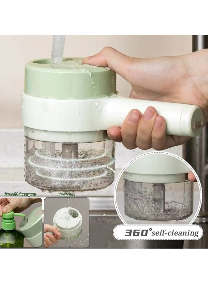 ELTRAZONE مجموعة قاطعة الخضار الكهربائية المحمولة 4 في 1، مفرمة الخضار، قطاعة الثوم، مفرمة البصل، مفرمة الطعام الكهربائية، قطاعة الطعام الصغيرة والمفرمة. - Image 2