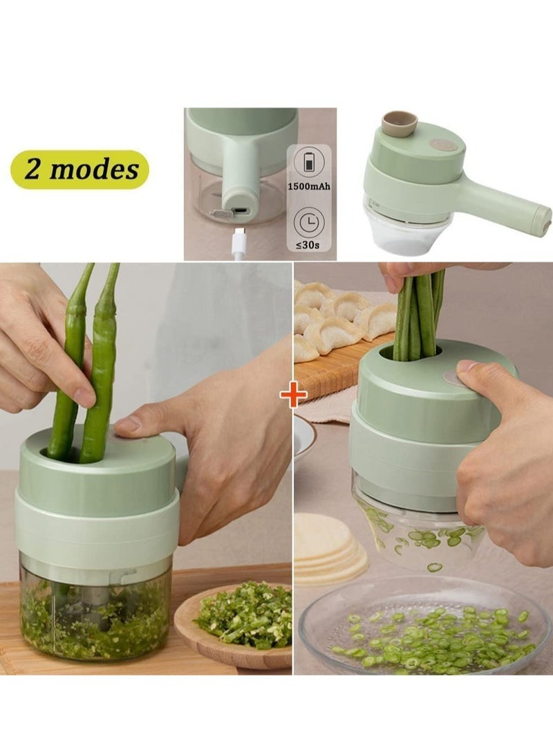 ELTRAZONE مجموعة قاطعة الخضار الكهربائية المحمولة 4 في 1، مفرمة الخضار، قطاعة الثوم، مفرمة البصل، مفرمة الطعام الكهربائية، قطاعة الطعام الصغيرة والمفرمة. - Image 4