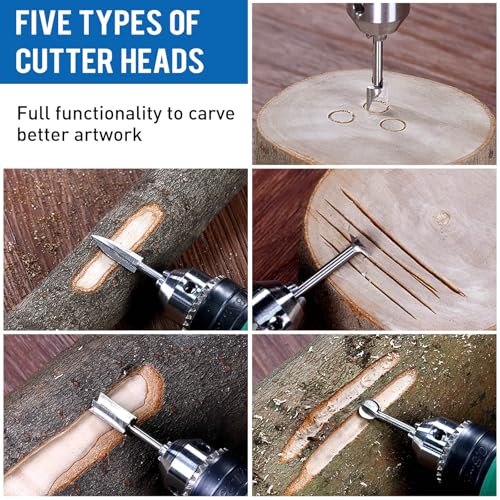 shengbenhao Wood Carving Bits for Dremel Rotary Tools, 6 Pcs Wood Carving Drill Bits Set, 1/8” Shank Rotary Tool Bits for DIY Woodworking Carving Engraving Grinding Drilling Micro Sculpture - Image 3