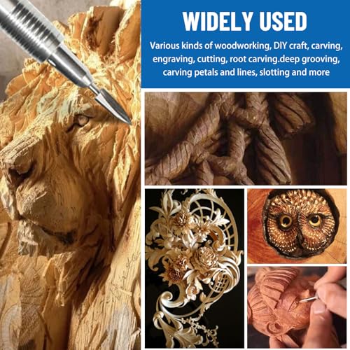 shengbenhao Wood Carving Bits for Dremel Rotary Tools, 6 Pcs Wood Carving Drill Bits Set, 1/8” Shank Rotary Tool Bits for DIY Woodworking Carving Engraving Grinding Drilling Micro Sculpture - Image 4
