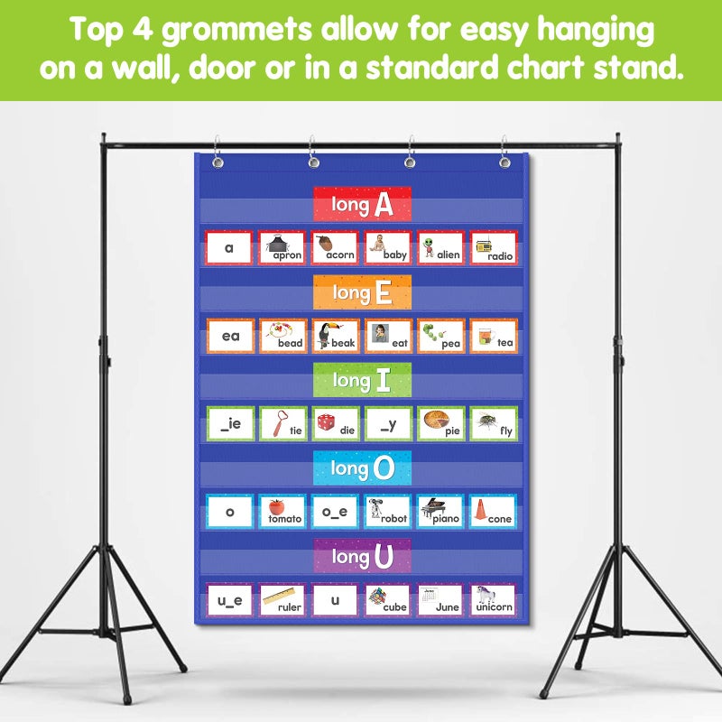 EAMAY Standard Pocket Charts, Clear 10 Pocket Chart for Teacher Lessons in a Classroom or Home Use â€“ Fits Standard 3â€ Sentence Strips and Word Cards, Blue - Image 3