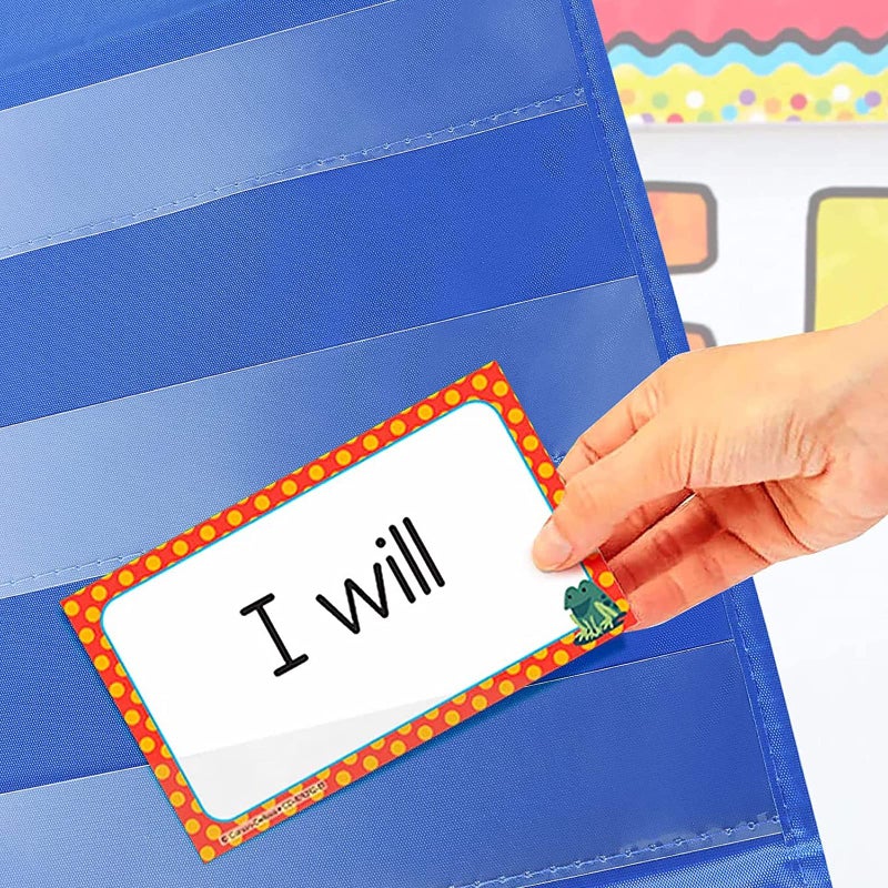 EAMAY Standard Pocket Charts, Clear 10 Pocket Chart for Teacher Lessons in a Classroom or Home Use â€“ Fits Standard 3â€ Sentence Strips and Word Cards, Blue - Image 5