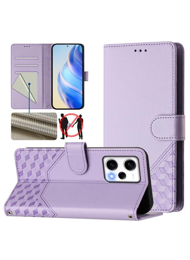 اس-توب جراب لهاتف Redmi Note 12 Explorer / 12 Pro+ 5G جراب هاتف جلدي بنقش قرص العسل بتقنية RFID - Image 1