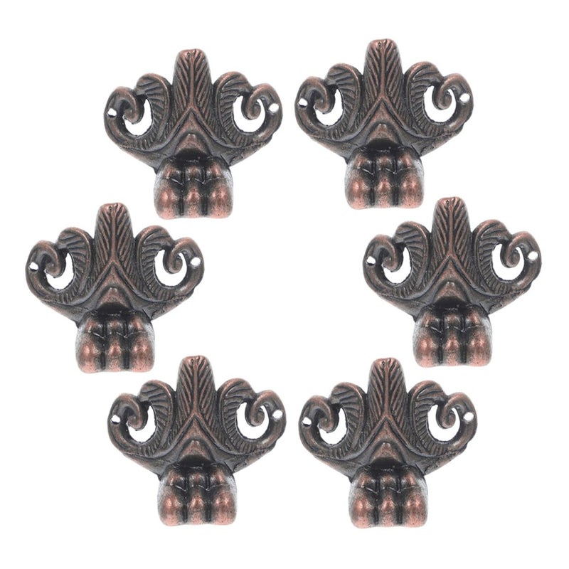 Vintage Wood Furniture Legs 6pcs Metal Corners with Mounting Screws for Cabinet Case - Image 2