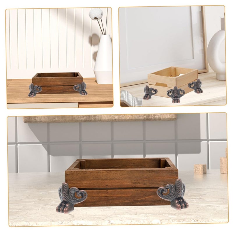Vintage Wood Furniture Legs 6pcs Metal Corners with Mounting Screws for Cabinet Case - Image 4