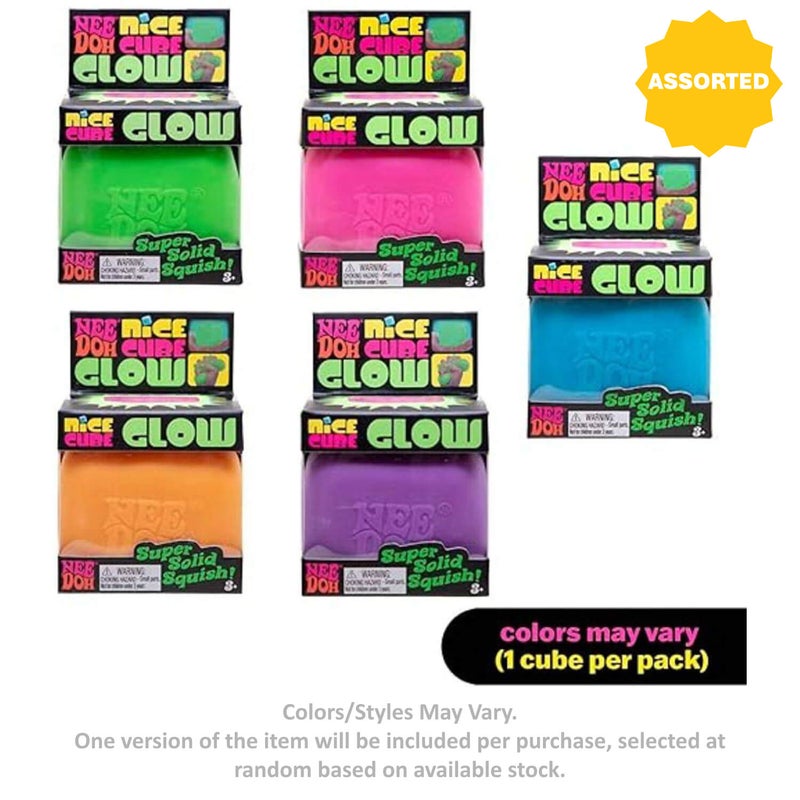 Schylling NeeDoh Nice Cube Glow Squeeze Toy (5.72 cm, Assorted) - Image 1