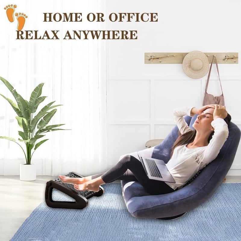 Hidak Foot Rest for Under Desk at Work Footrest for Desk at Work with Massage Surface Pressure Relief Adjustable Height Ergonomic Foot stool for Home Office Desk Black - Image 2
