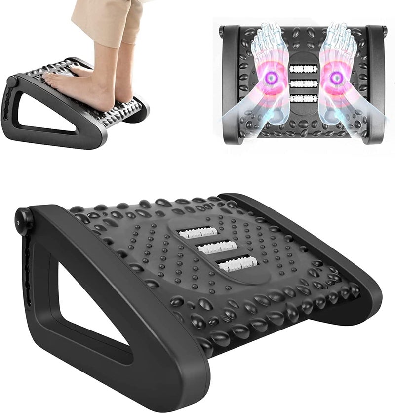 Hidak Foot Rest for Under Desk at Work Footrest for Desk at Work with Massage Surface Pressure Relief Adjustable Height Ergonomic Foot stool for Home Office Desk Black - Image 1