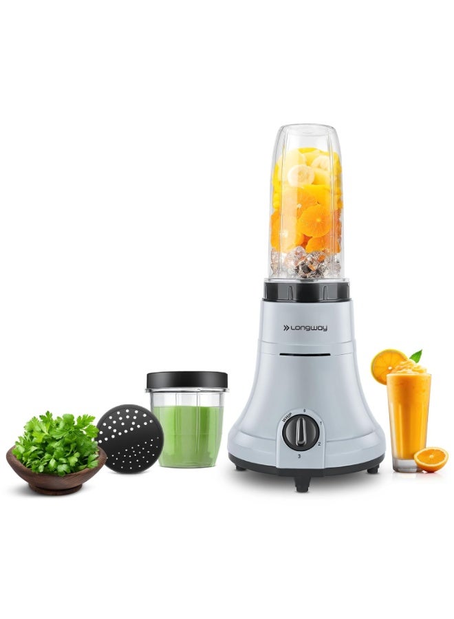 لونج واي Longway Sage 500 Watt Juicer Mixer Grinder with 2 Jars for Grinding, Mixing, Juicing with Powerful Motor | 1 Year Warranty | (Gray & Black, 2 Jars) - Image 1