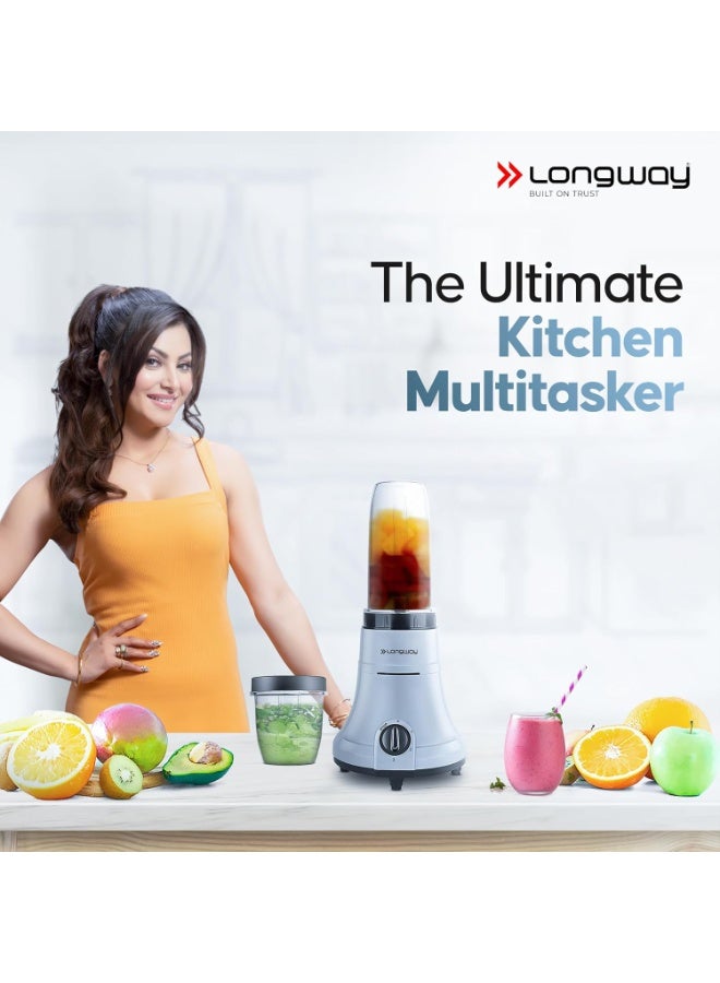 لونج واي Longway Sage 500 Watt Juicer Mixer Grinder with 2 Jars for Grinding, Mixing, Juicing with Powerful Motor | 1 Year Warranty | (Gray & Black, 2 Jars) - Image 4
