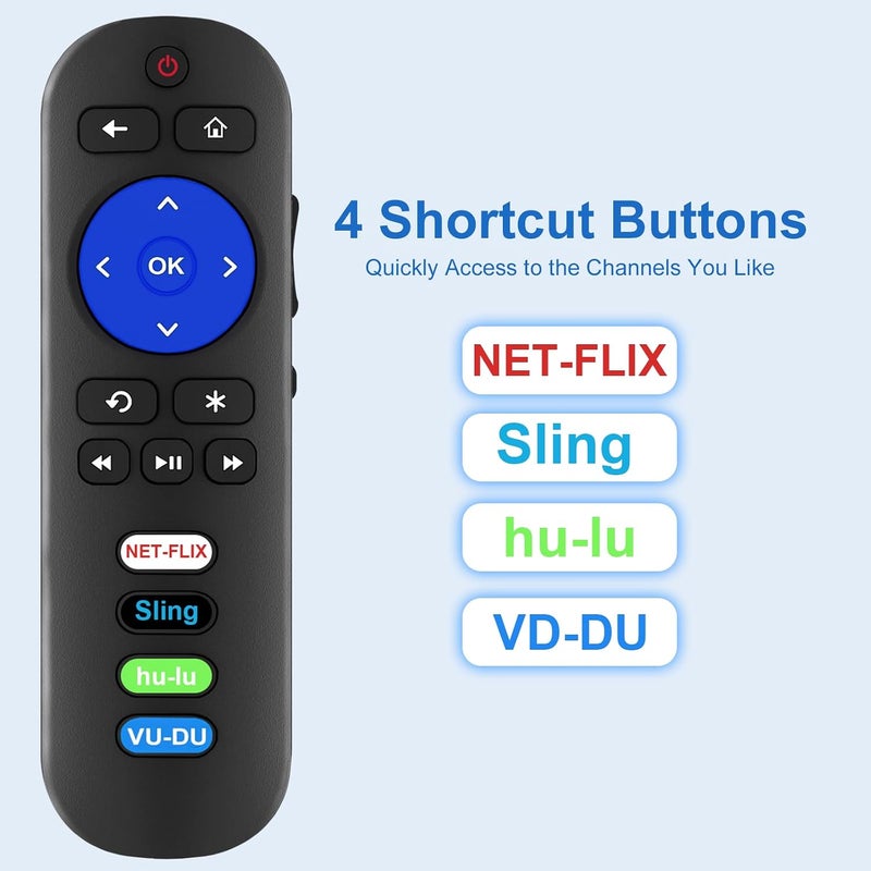 Yimaut Replacement Remote Compatible with Westinghouse Roku TV, Universal for Westinghouse Roku TV Remote Control with Netflix Sling hulu VUDU Shortcuts Key - No Setup Required - Image 5