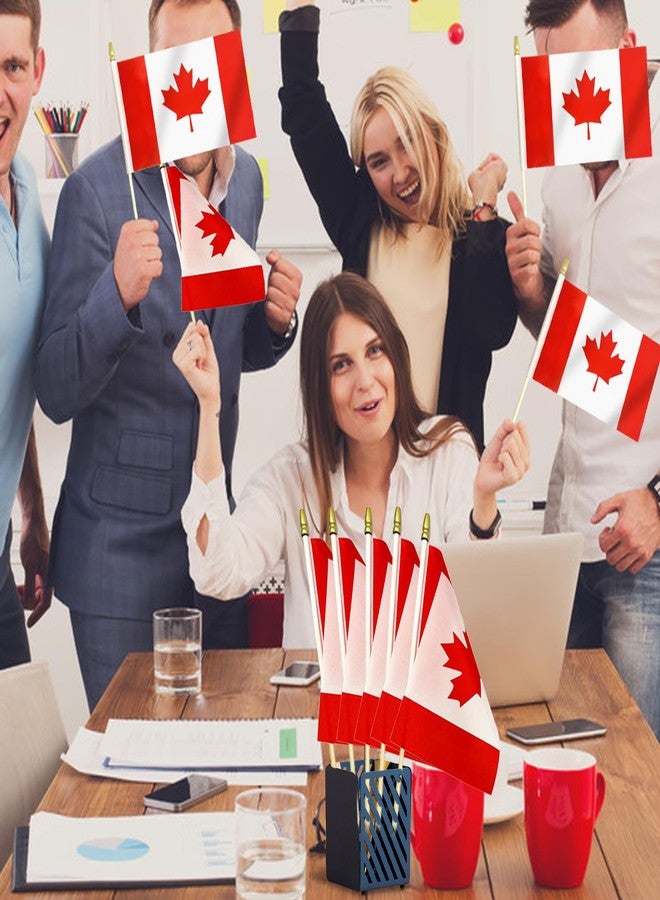 Geodurn Pack of 20, Handheld Canadian Flags 5x8 Inch - Small Canada Flags on Wooden Sticks with Gold Spear Top, Mini Canadian Country Flag for National Day, Canada Day, Parades, and Patriotic Decorations - Image 5