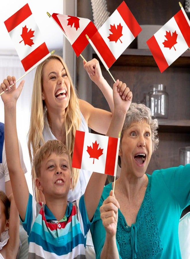 Geodurn Pack of 20, Handheld Canadian Flags 5x8 Inch - Small Canada Flags on Wooden Sticks with Gold Spear Top, Mini Canadian Country Flag for National Day, Canada Day, Parades, and Patriotic Decorations - Image 4