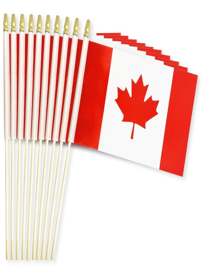 Geodurn Pack of 20, Handheld Canadian Flags 5x8 Inch - Small Canada Flags on Wooden Sticks with Gold Spear Top, Mini Canadian Country Flag for National Day, Canada Day, Parades, and Patriotic Decorations - Image 1