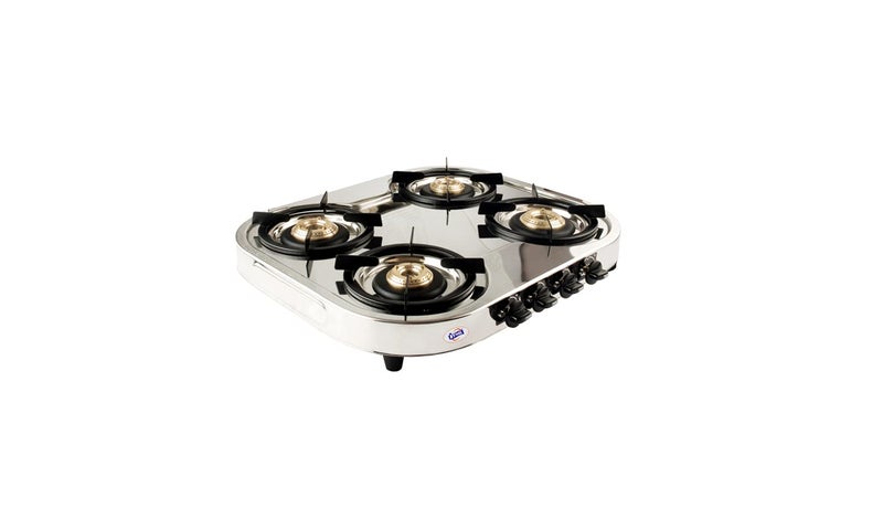 Jyoti Gas Appliances Label 4 Manual Burner Stainless Steel Top Gas Stove Jyoti 401 SS Non Auto Black - Image 1
